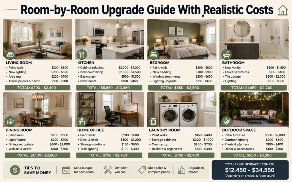 room-by-room upgrade guide with realistic costs