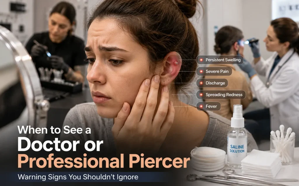when to see a doctor or professional piercer